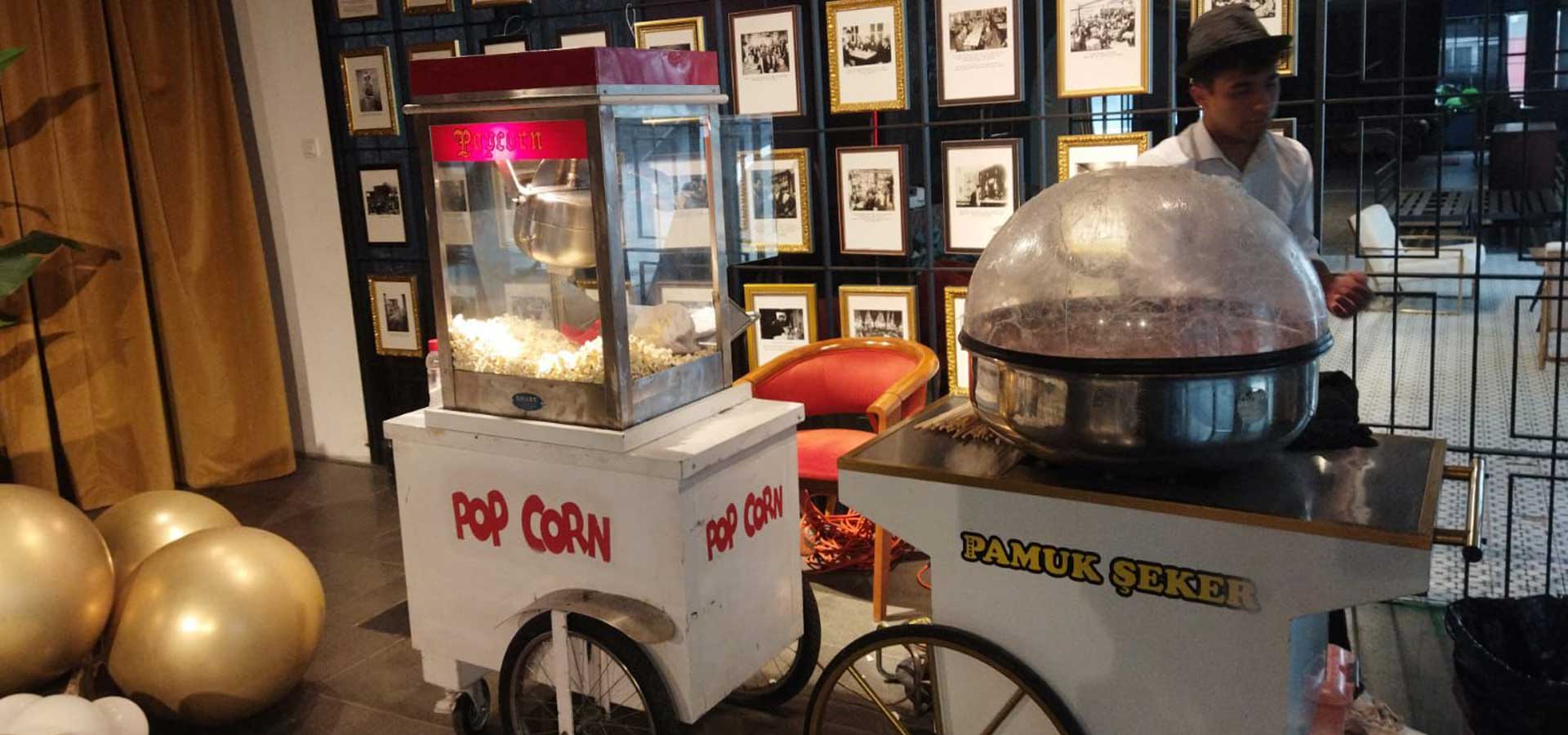 Pamuk Şeker Patlamış Mısır Arabası Popcorn Kiralama